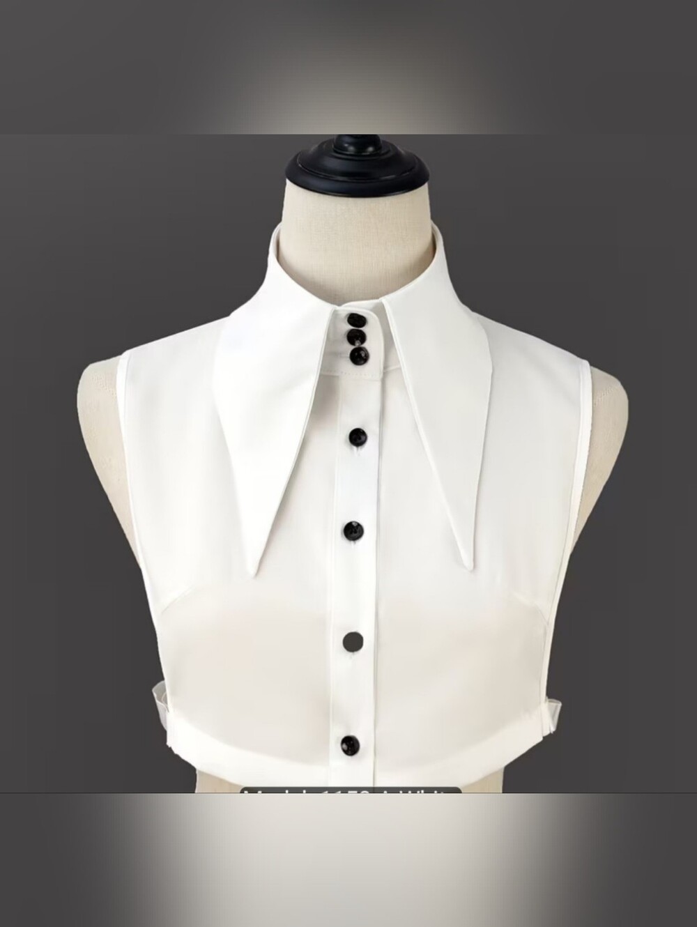 White Pointed Collar Crop Shirt Front Buttons